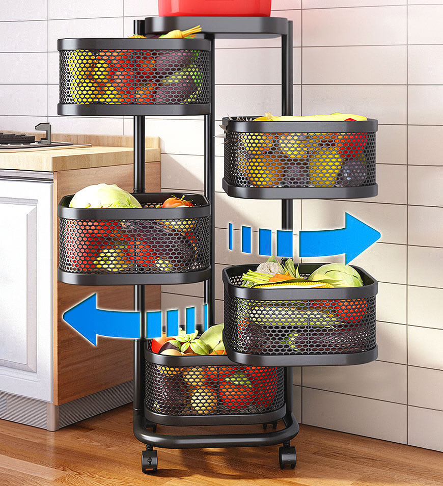 Vegetable Rack Rotating Joybos® Fruit and Vegetable Rotating Kitchen Storage Rack on Rolling W ...